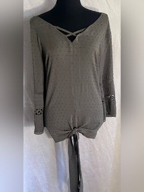 Maurices Olive Green Tie-Front textured Blouse